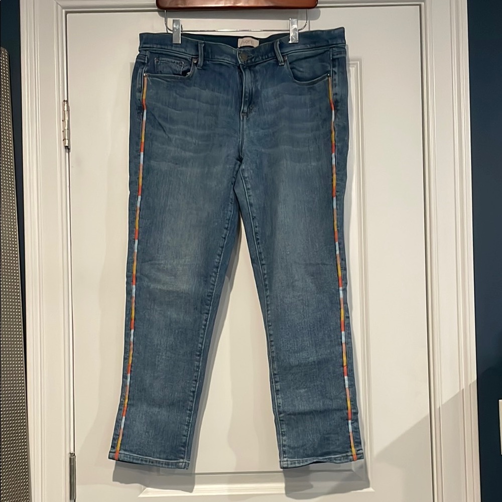 LOFT Blue Straight Leg Jeans with Cropped Length